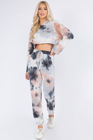 Long Sleeve Waffle Hoodie Legging Set