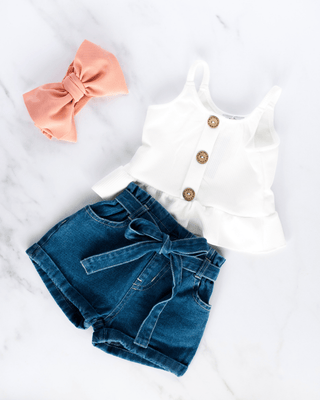 Quinn Tie Waist Denim Shorts