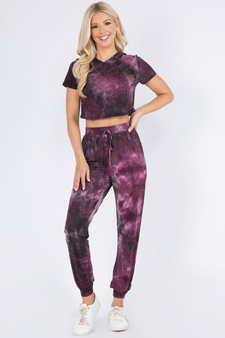 SHORT SLEEVE HOODIE TIE DYE SET