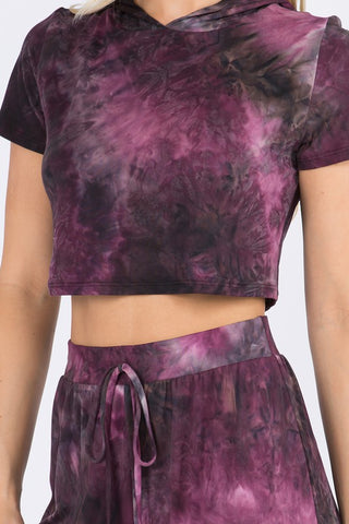 SHORT SLEEVE HOODIE TIE DYE SET