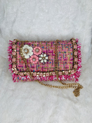 Chanel Pink Tweed With Flower embellishments