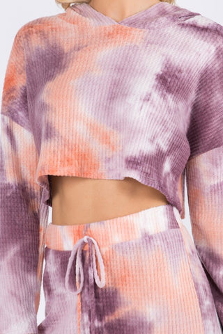 Long Sleeve Waffle Hoodie Legging Set