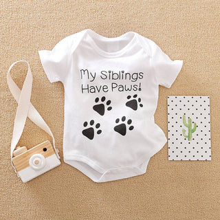 Interesting "My Siblings Have Paws" Short-sleeve Bodysuit for Baby's