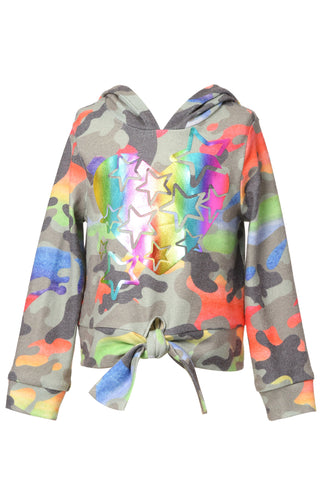 Multi Color Camo Heart and Stars Hoodie