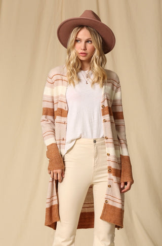 Multi Striped Long Knit Sweater