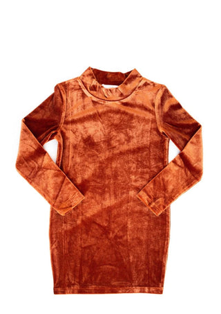 Delta Mock Neck Dress- Umber Velour
