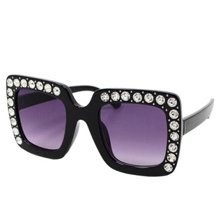 Square Crystals Sunglasses: Black
