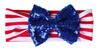 Sequin Bow Striped Patriot Headband