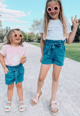 Quinn Tie Waist Denim Shorts
