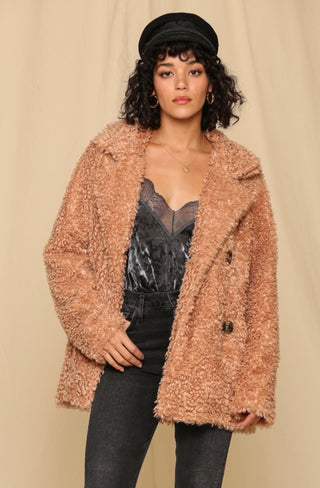 Blush Pink Teddy Fur Coat