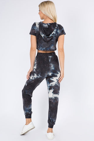 SHORT SLEEVE HOODIE TIE DYE SET