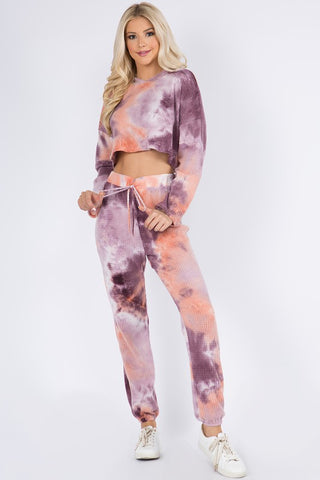 Long Sleeve Waffle Hoodie Legging Set