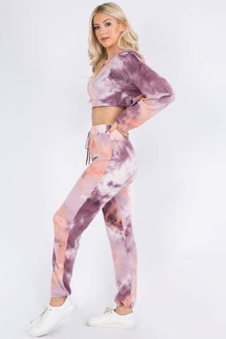 Long Sleeve Waffle Hoodie Legging Set