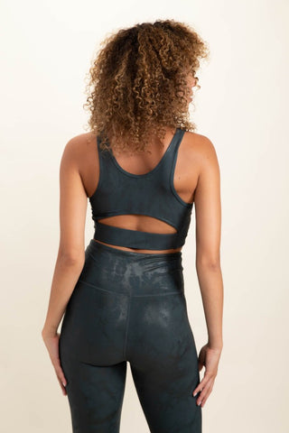 Metallic Foil Print Cut-Out Back Kira Sports Bra