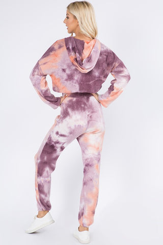 Long Sleeve Waffle Hoodie Legging Set