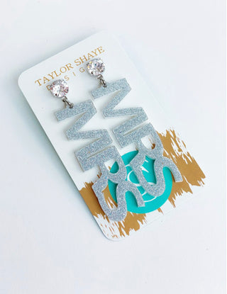 MRS Silver Glitter Earrings