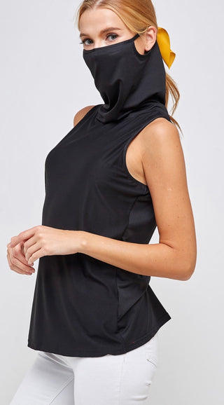 Black Cowl Neck Sleeveless Top