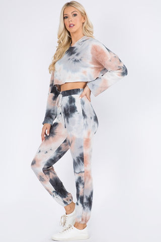 Long Sleeve Waffle Hoodie Legging Set