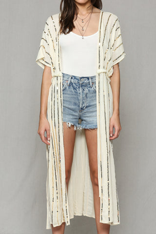 Gold and Ivory Open Front Duster