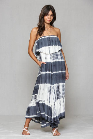 Navy and Cream Tie Dye Jumpsuit