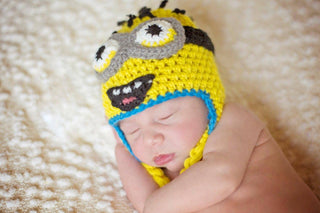Yellow Robot Crocheted Handmade Heirloom Cute Baby Gift Hat