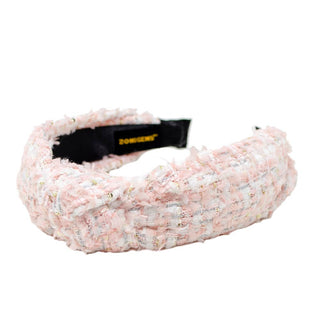 Tweed Knotted Headband: White