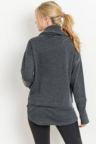 Mineral Wash Cowl Neck Pullover