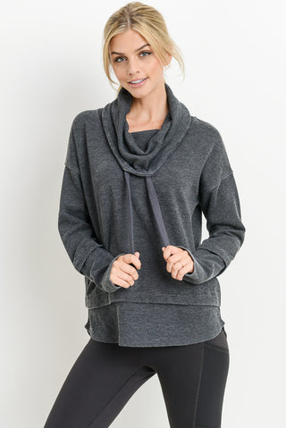 Mineral Wash Cowl Neck Pullover