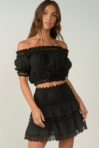 Venus Lace Top and Mini Skirt Set