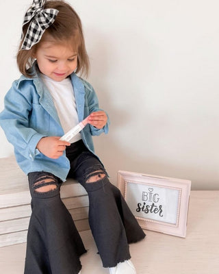 Barbie Pleated Denim Bell Distressed Black Bottoms