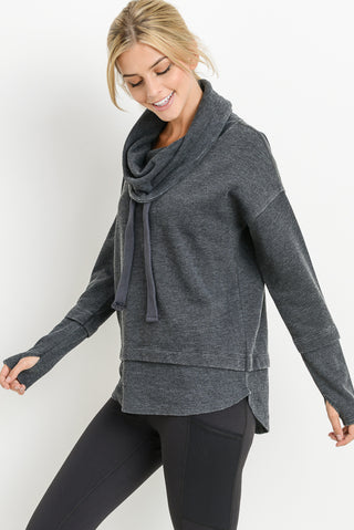 Mineral Wash Cowl Neck Pullover