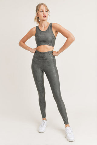 Metallic Foil Print Cut-Out Back Kira Sports Bra