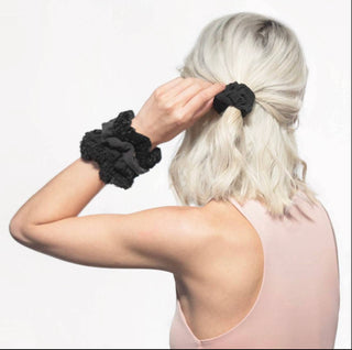 Assorted Textured Scrunchies 5pc - Black