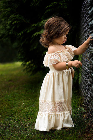 Cotton & Lace Flutter Maxi Dress