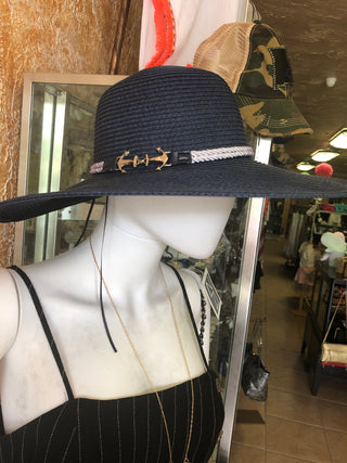 Navy Sun Hat with Anchor