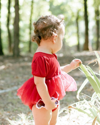 Kami Puff Sleeve Wine Tutu Romper