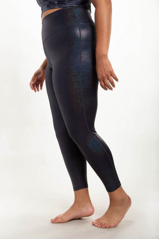 Black Holographic Glitter High-Waisted Leggings