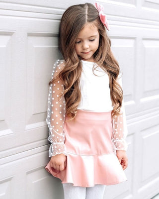 Destinee Sheer Dot Sleeve Leotard