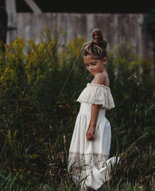Cotton & Lace Flutter Maxi Dress
