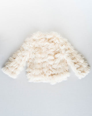 Fatima Faux Shag Layered Jacket - White