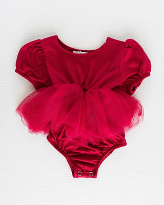 Kami Puff Sleeve Wine Tutu Romper