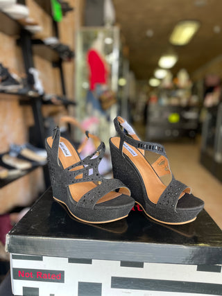 Hayman Black Wedge Sandal