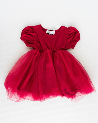 Mikayla Puff Sleeve Tutu Dress - Wine