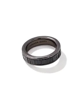 Jack Gunmetal Band Ring in Black Spinel