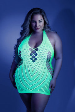 Shock Value Halter Dress - Queen - Neon Green