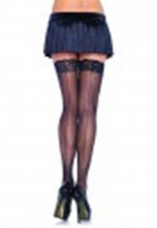 Sheer Lace Top Stockings with Backseam Plus