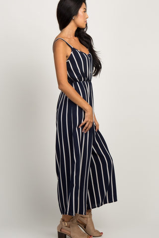 Myesper Navy Stripped Jumpsuit