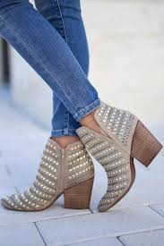 Ooh Stud Cream Ankle Boots